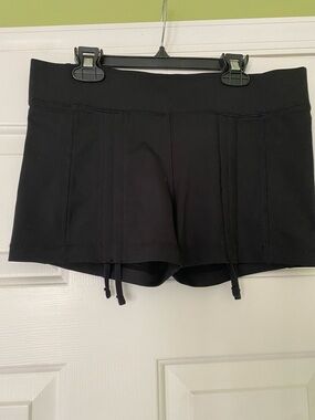 aerie Black Bike Shorts with Leg Drawcord
